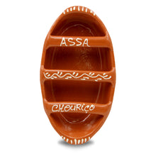 Load image into Gallery viewer, Hand-Painted Terracotta Sausage Roaster Blue or Yellow Design