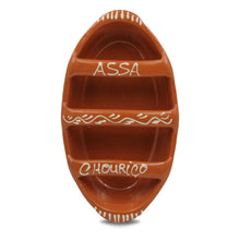 Load image into Gallery viewer, Hand-Painted Terracotta Sausage Roaster Blue or Yellow Design