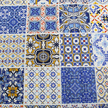 Load image into Gallery viewer, 50% Cotton and Polyester Felular Regional Portuguese with Blue Multicolor Tile Pattern Made in Portugal Tablecloth
