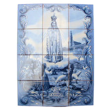 Load image into Gallery viewer, Our Lady of Fatima Apparition Blue Portuguese Ceramic Tile Art Wall Panel Mural Decor