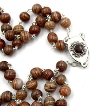 Load image into Gallery viewer, Our Lady of Fatima Handmade Brown Glass Rosary