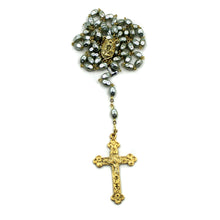 Load image into Gallery viewer, Our Lady of Fatima Grey Pearl Rosary Gold