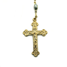 Load image into Gallery viewer, Our Lady of Fatima Grey Pearl Rosary Gold