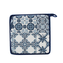 Load image into Gallery viewer, 100% Cotton Portugal Blue Tile Azulejo Oven Mitt and Pot Holder Set