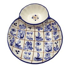 Load image into Gallery viewer, Hand-Painted Portuguese Ceramic Blue Mosaic Large Olive Dish with Pit Holder