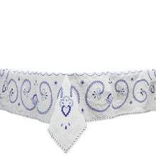 Load image into Gallery viewer, 100% Cotton Blue Hand-embroidered Viana's Made in Portugal Tablecloth