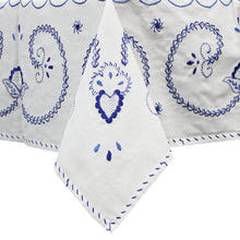 Load image into Gallery viewer, 100% Cotton Blue Hand-embroidered Viana's Made in Portugal Tablecloth
