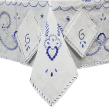 Load image into Gallery viewer, 100% Cotton Blue Hand-embroidered Viana's Made in Portugal Tablecloth