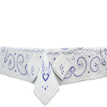 Load image into Gallery viewer, 100% Cotton Blue Hand-embroidered Viana's Made in Portugal Tablecloth
