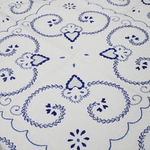Load image into Gallery viewer, 100% Cotton Blue Hand-embroidered Viana's Made in Portugal Tablecloth