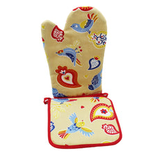 Load image into Gallery viewer, 100% Cotton Amor Perfeito Oven Mitt and Pot Holder
