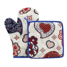 Load image into Gallery viewer, 100% Cotton Viana Hearts Oven Mitt and Pot Holder