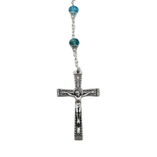 Load image into Gallery viewer, Our Lady of Fatima Clear Aqua Glass Beads Rosary