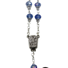 Load image into Gallery viewer, Our Lady of Fatima Clear Blue Violet Shiny Glass Beads Rosary