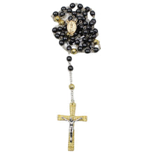 Load image into Gallery viewer, Our Lady of Fatima Dark Grey Beads Rosary with Gold Crucifix