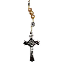 Load image into Gallery viewer, Saint Benedict Clear Honey Shiny Beads Necklace Rosary