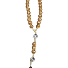 Load image into Gallery viewer, Saint Benedict Clear Honey Shiny Beads Necklace Rosary