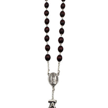 Load image into Gallery viewer, Our Lady of Fatima Dark Brown Wood Rosary with Fatima Letters