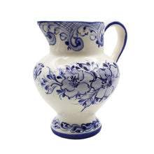 Load image into Gallery viewer, Hand-Painted Portuguese Ceramic Small Blue Floral Jug Pitcher