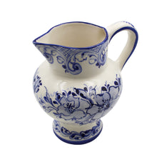 Load image into Gallery viewer, Hand-Painted Portuguese Ceramic Small Blue Floral Jug Pitcher