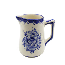 Load image into Gallery viewer, Hand-Painted Portuguese Ceramic Blue Floral White Milk Jug
