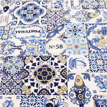 Load image into Gallery viewer, 100% Cotton Blue Tile Azulejo Made in Portugal Tablecloth