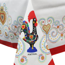 Load image into Gallery viewer, 100% Cotton Red Good Luck Rooster Made in Portugal Tablecloth