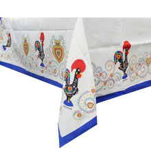 Load image into Gallery viewer, 100% Cotton Blue Good Luck Rooster Made in Portugal Tablecloth