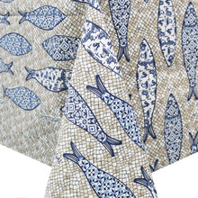 Load image into Gallery viewer, 100% Cotton Cobblestone and Sardines Made in Portugal Tablecloth