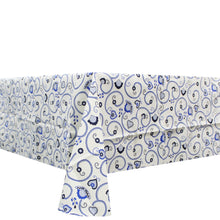 Load image into Gallery viewer, 100% Cotton Blue Viana Style Round Made in Portugal Tablecloth