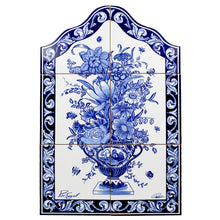 Load image into Gallery viewer, Blue Flowers Portuguese Ceramic Tile Art Wall Panel Mural Decor