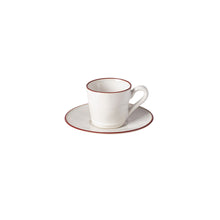 Load image into Gallery viewer, Costa Nova Beja 6 oz. White Red Tea Cup and Saucer Set