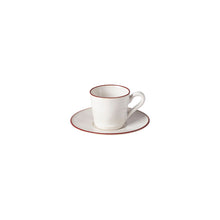 Load image into Gallery viewer, Costa Nova Beja 3 oz. White Red Coffee Cup and Saucer Set