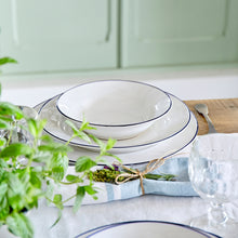 Load image into Gallery viewer, Costa Nova Beja 8" White Blue Soup/Pasta Plate Set