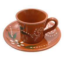 Load image into Gallery viewer, João Vale Hand-Painted Traditional Terracotta Espresso Cup w/ Saucer, Set of 4