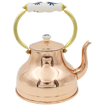 Load image into Gallery viewer, Handcrafted Copper Tea Kettle with Ceramic Handle and Decorative Lid
