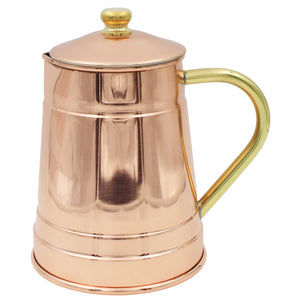 Handcrafted Copper Coffee Pot with Elegant Handle and Decorative Lid