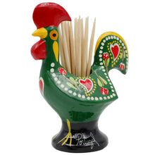 Load image into Gallery viewer, Traditional Hand-Painted Portuguese Good Luck Rooster Metal Toothpick Holder, 3.25&quot;
