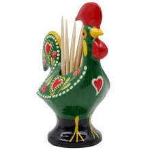 Load image into Gallery viewer, Traditional Hand-Painted Portuguese Good Luck Rooster Metal Toothpick Holder, 3.25&quot;
