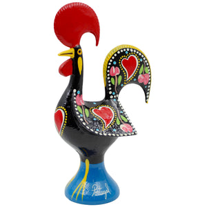 Traditional Hand-Painted Portuguese Good Luck Rooster Metal Figurine, 10"