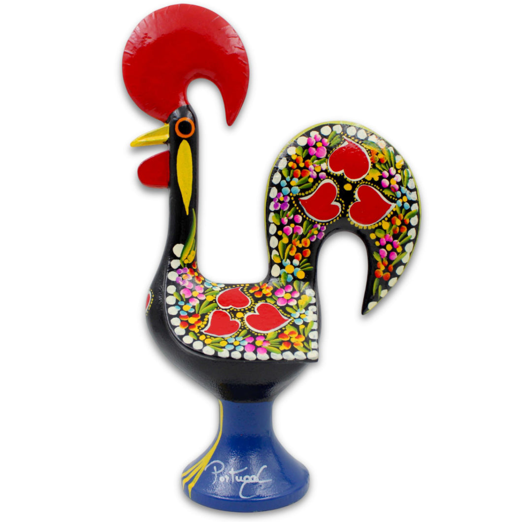 Traditional Hand-Painted Portuguese Good Luck Rooster Metal Figurine, 14