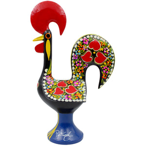 Traditional Hand-Painted Portuguese Good Luck Rooster Metal Figurine, 14"