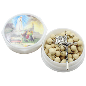 Our Lady of Fatima Rosary – Jasmine Scented 7mm Beads with Silver Tone Crucifix and Fatima Medallion