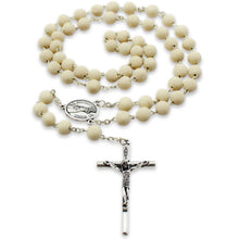 Load image into Gallery viewer, Our Lady of Fatima Rosary – Jasmine Scented 7mm Beads with Silver Tone Crucifix and Fatima Medallion
