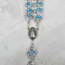 Load image into Gallery viewer, Our Lady of Fatima Rosary with Clear &amp; Blue Beads, Medallion, and Case
