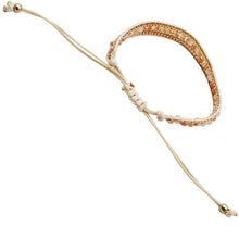 Load image into Gallery viewer, Champagne Woven Friendship Bracelet – Adjustable Cord Design with Gold Accents and Pale Blush Glass Beads
