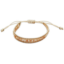 Load image into Gallery viewer, Champagne Woven Friendship Bracelet – Adjustable Cord Design with Gold Accents and Pale Blush Glass Beads
