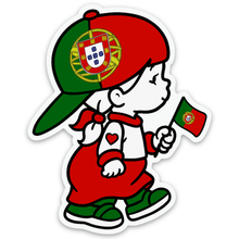 Load image into Gallery viewer, Portuguese Girl with Flag &amp; Hat Stickers, Set of 3
