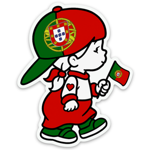 Portuguese Girl with Flag & Hat Stickers, Set of 3