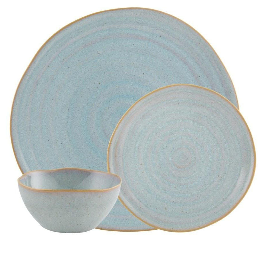 Casa Alegre Gemstone Moonstone 3 Piece Dinnerware Set